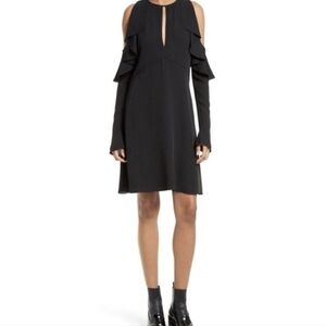 MWOT Theory Black Sophronia Silk ColdShoulder Dress Sz 4